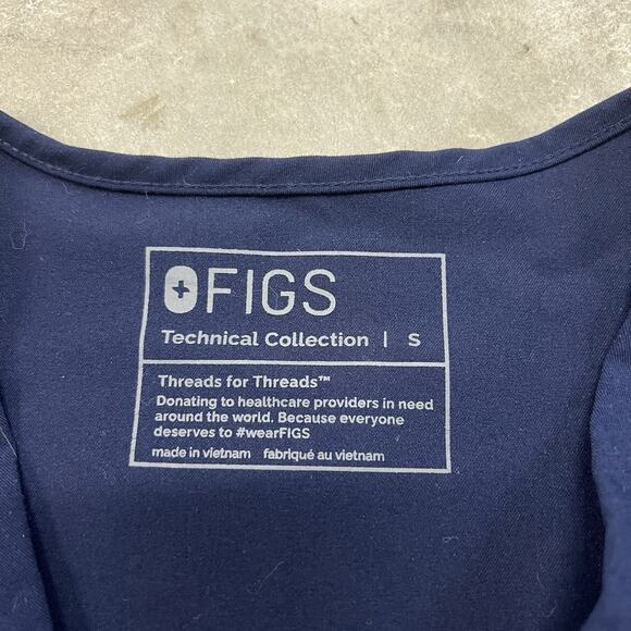 Figs Women's Casma Size Small V Neck Pocket Scrub Tops Navy Blue FW1100 - Picture 4 of 6